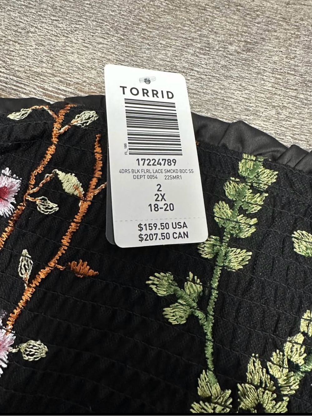 Torrid NWT Special Occasion Black Floral Embroidered Tea Dress - Picture 4 of 7